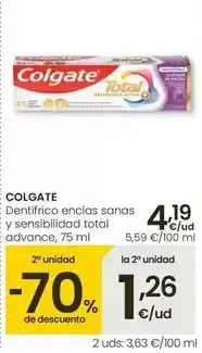 Eroski Colgate - dentifrico encias sanas y sensibilidad total advance oferta