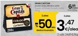 Eroski Gran capitán - queso cortado curado cuna oferta
