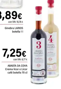 Cash Ifa ABADÍA DA COVA Crema licor o Licor café oferta