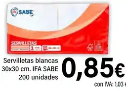 Cash Ifa IFA SABE Servilletas blancas 30x30 cm oferta