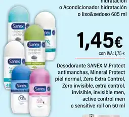 Cash Ifa SANEX Desodorante M.Protect antimanchas Mineral Protect piel normalZero Extra Control oferta