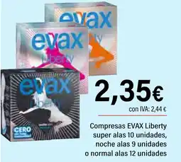 Cash Ifa EVAX Liberty Compresas super alas noche alas o normal alas oferta