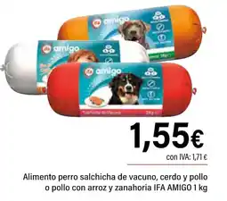 Cash Ifa IFA AMIGO Alimento perro salchicha de vacuno, cerdo y pollo o pollo con arroz y zanahoria oferta
