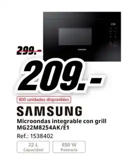 MediaMarkt SAMSUNG Microondas integrable con grill MG22M8254AK/Ĕ1 oferta