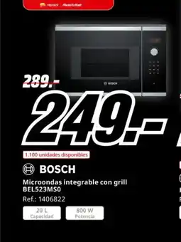 MediaMarkt BOSCH Microondas integrable con grill BEL523MS0 oferta