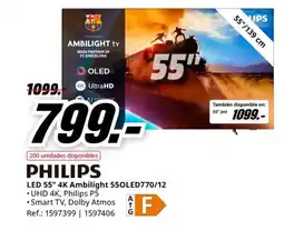 MediaMarkt PHILIPS LED 55" 4K Ambilight 550LED770/12 oferta
