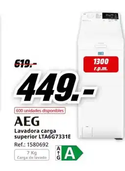 MediaMarkt AEG Lavadora carga superior LTA6G7331E oferta