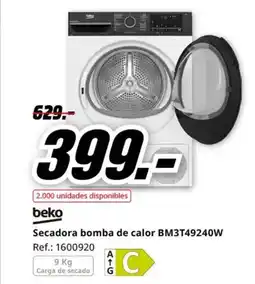 MediaMarkt BEKO Secadora bomba de calor BM3T49240W oferta