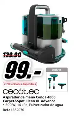 MediaMarkt CECOTEC Aspirador de mano Conga 4000 Carpet&Spot Clean XL Advance oferta