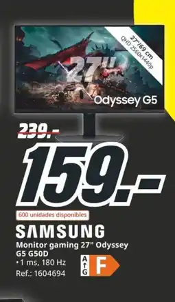 MediaMarkt SAMSUNG Monitor gaming 27" Odyssey G5 G50D oferta
