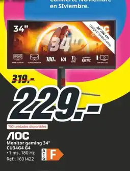 MediaMarkt AOC Monitor gaming 34" CU34G4 G4 oferta