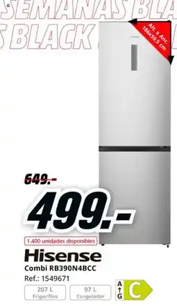 MediaMarkt HISENSE Combi RB390N4BCC oferta