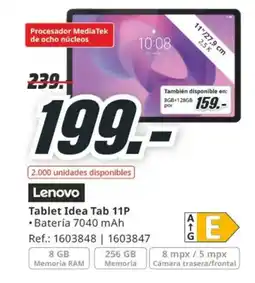 MediaMarkt LENOVO Tablet Idea Tab 11P oferta