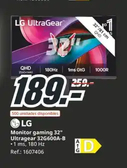MediaMarkt LG Monitor gaming 32" Ultragear 32G600A-B oferta