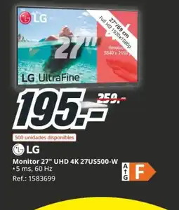 MediaMarkt LG Monitor 27" UHD 4K 27US500-W oferta