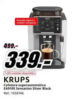 MediaMarkt KRUPS Cafetera superautomática EA910E Sensation Silver Black oferta