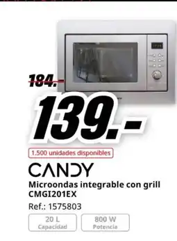 MediaMarkt CANDY Microondas integrable con grill CMGI201EX oferta