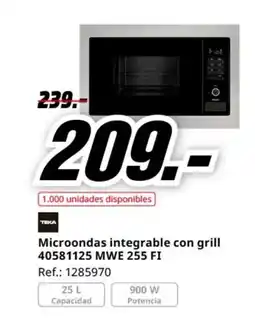 MediaMarkt TEKA Microondas integrable con grill 40581125 MWE 255 FI oferta