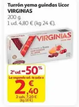 Alcampo VIRGINIAS Turrón yema guindas licor oferta