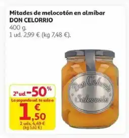 Alcampo DON CELORRIO Mitades de melocotón en almíbar oferta