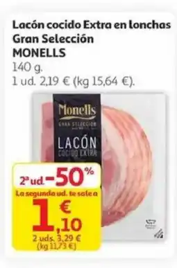 Alcampo MONELLS Lacón cocido Extra en lonchas Gran Selección oferta