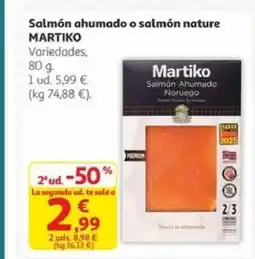Alcampo MARTIKO Salmón ahumado o salmón nature oferta