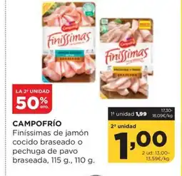 Alimerka CAMPOFRÍO Finíssimas de jamón cocido braseado o pechuga de pavo braseada oferta