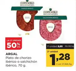 Alimerka ARGAL Plato de chorizo ibérico o salchichón ibérico oferta