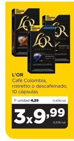 Alimerka L'OR Café Colombia, ristretto o descafeinado oferta