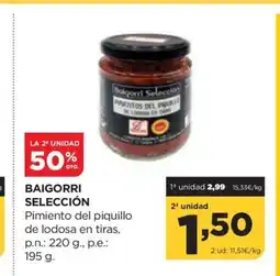 Alimerka BAIGORRI SELECCIÓN Pimiento del piquillo de lodosa en tiras oferta