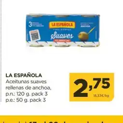 Alimerka LA ESPAÑOLA Aceitunas suaves rellenas de anchoa oferta