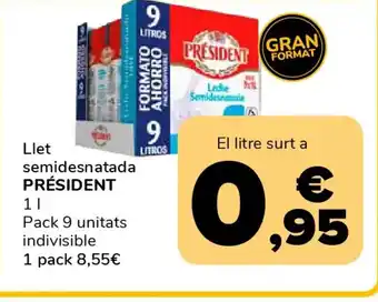 Supeco PRÉSIDENT Llet semidesnatada oferta