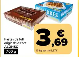 Supeco ALONSO Pastes de full originals o cacau oferta