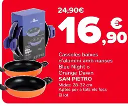 Supeco SAN PIETRO Cassoles baixes d'alumini amb nanses Blue Night o Orange Dawn oferta