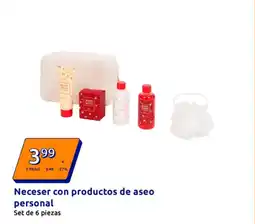 Action Neceser con productos de aseo personal oferta