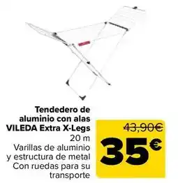 Vileda - tendedero de aluminio con alas extra x-legs