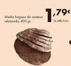 Media hogaza de centeno rebanada