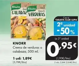 Supermercados Lupa Knorr - crema de verduras o calabaza oferta