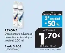 Supermercados Lupa Rexona - desodorante advanced protection cotton dry o tropical oferta