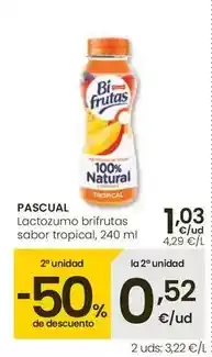 Eroski Pascual - lactozumo brifrutas sabor tropical oferta
