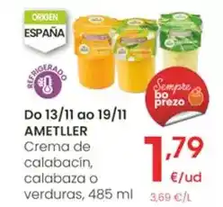 Eroski Ametller - do 13/11 ao 19/11 crema de calabacin, calabaza o verduras oferta