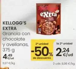 Eroski Kellogg's - extra granola con chocolate y avellanas oferta