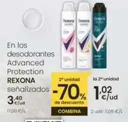 Eroski Rexona - en los desodorantes advanced protection oferta