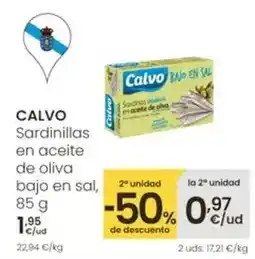 Eroski Calvo - sardinillas en aceite de oliva bajo en sal oferta