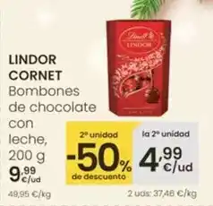 Eroski Lindor cornet - bombones de chocolate con leche oferta