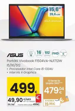 Eroski ASUS Portátil Vivobook F1504VA-NJ1712W oferta