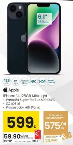 Eroski iPhone 14 128GB Midnight oferta