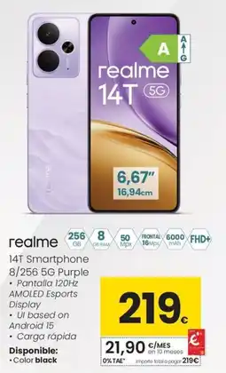Eroski REALME 14T Smartphone 8/256 5G Purple oferta