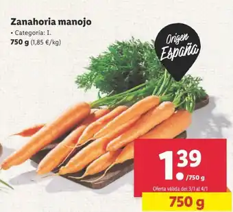 Lidl Zanahoria manojo 750g oferta
