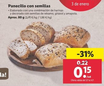 Lidl Panecillo con semillas 80g oferta